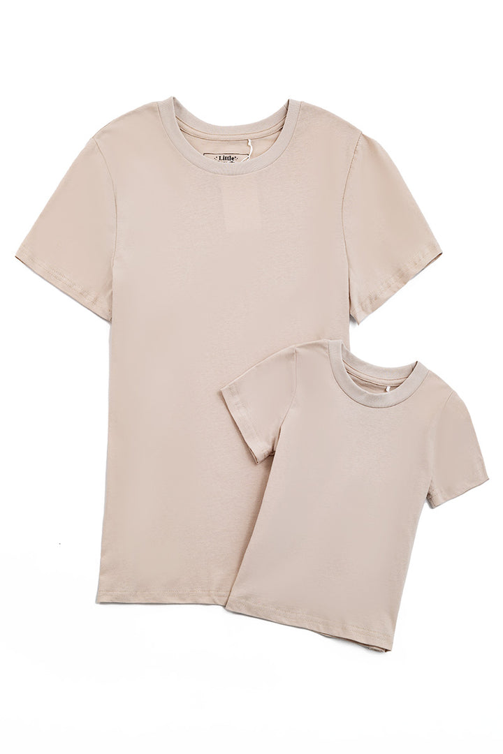 MOMMY AND ME BEIGE COTTON SHORT SLEEVES T-SHIRT