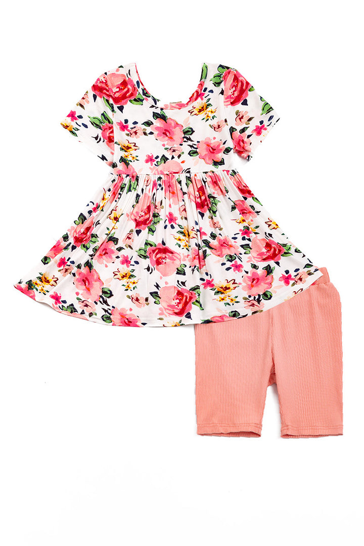 Girls Bamboo Floral Short Set