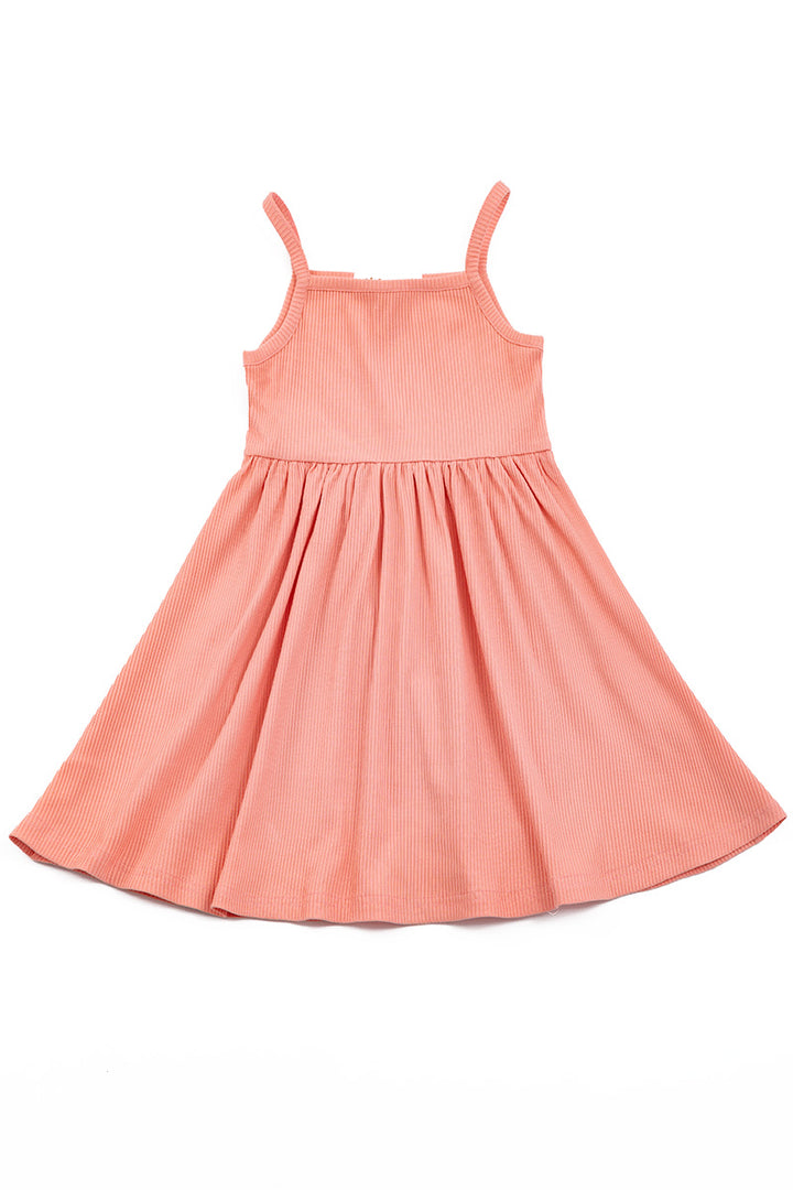 Girls Bamboo Sleeveless Suspenders Coral Dress