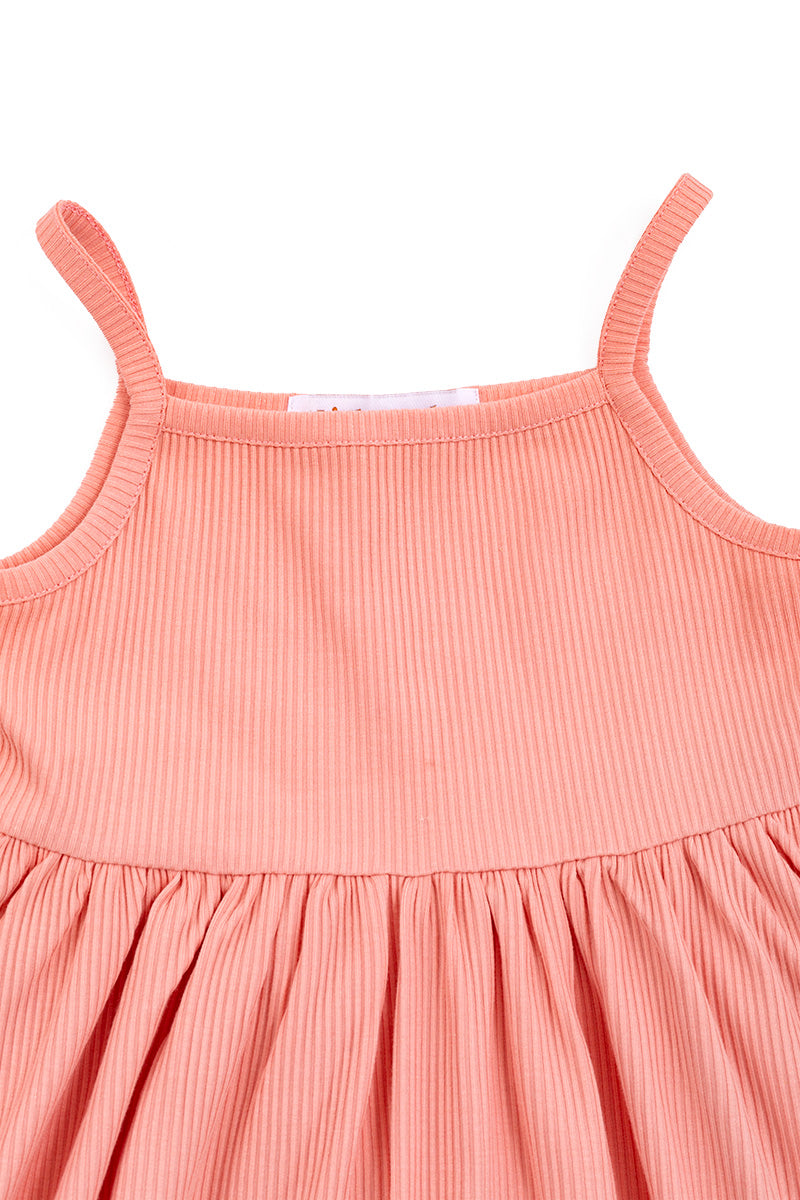 Girls Bamboo Sleeveless Suspenders Coral Dress