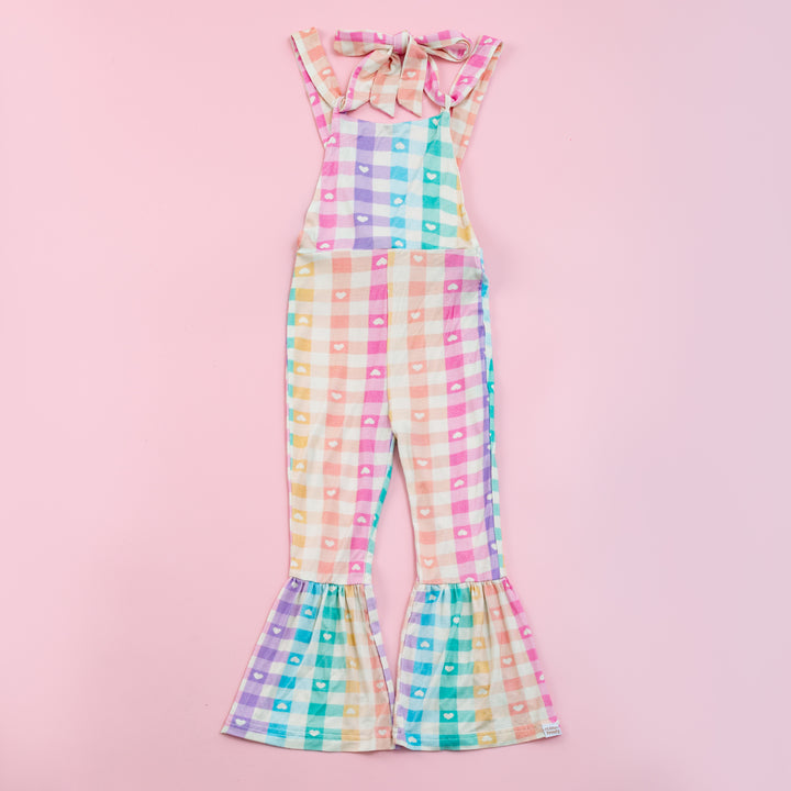 KIDS  BAMBOO COLORFUL PLAID JUMPSUIT