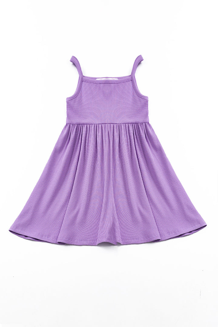 KIDS BAMBOO LAVENDER RIB DRESS