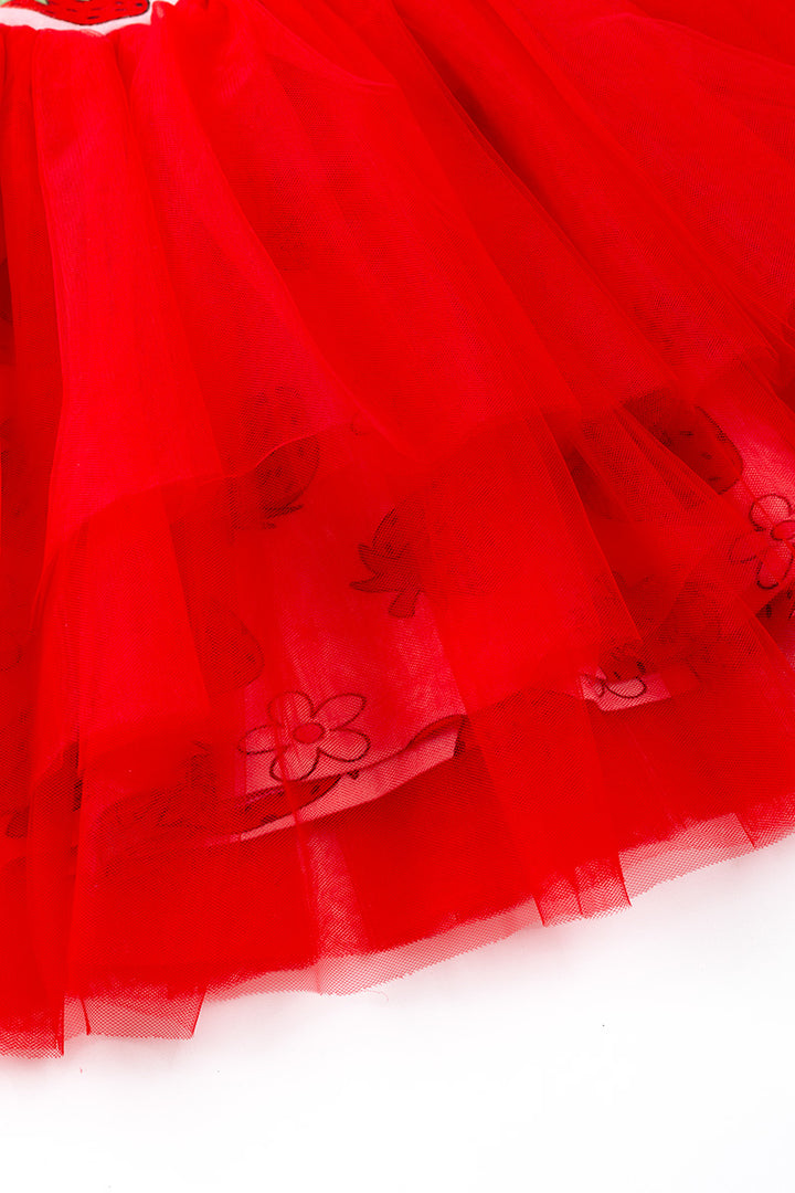 KIDS BAMBOO STRAWBERRY TULLE DRESS