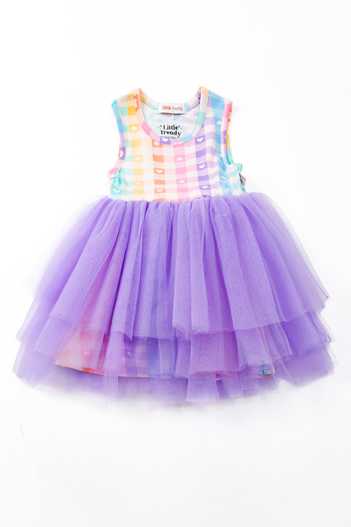 KIDS BAMBOO PLAID TULLE DRESS