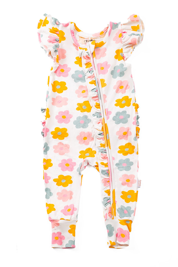 KIDS BAMBOO FLOWER PAJAMA ROMPER