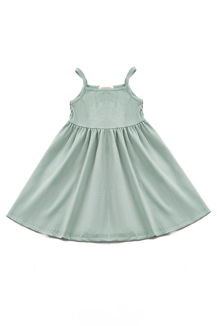 KIDS BAMBOO GREEN RIB DRESS