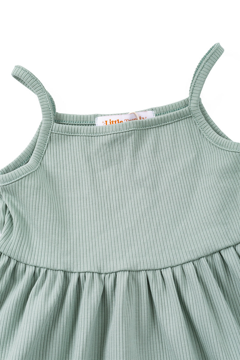 KIDS BAMBOO GREEN RIB DRESS