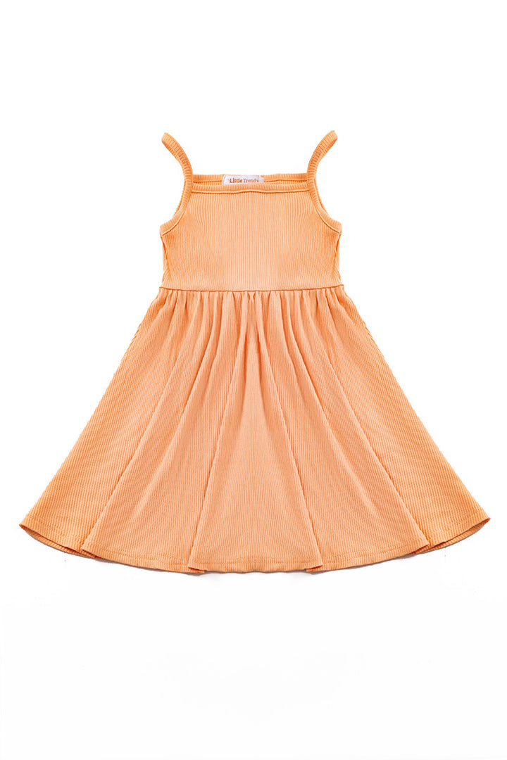 KIDS BAMBOO RIB ORANGE DRESS