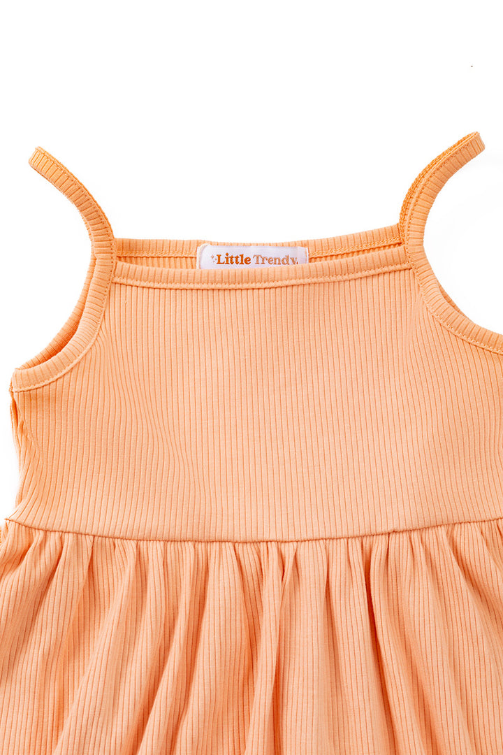 KIDS BAMBOO RIB ORANGE DRESS