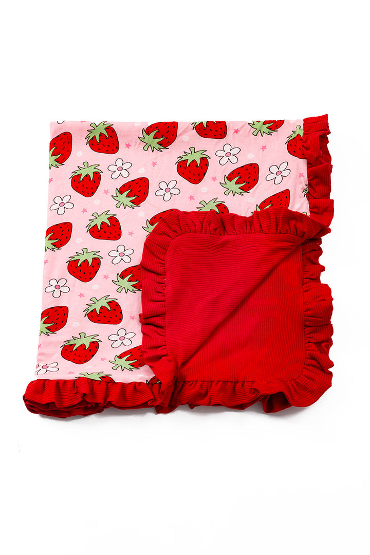 KIDS BAMBOO STRAWBERRY BLANKET