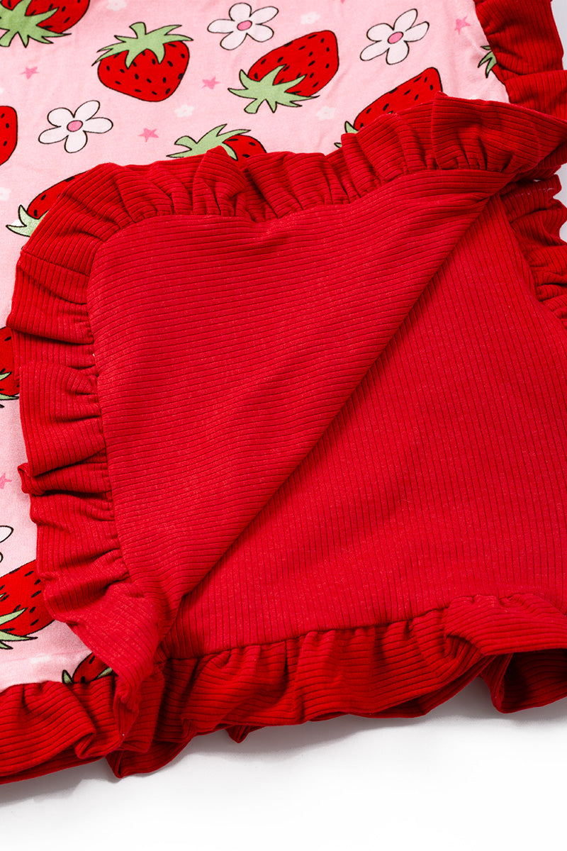 KIDS BAMBOO STRAWBERRY BLANKET