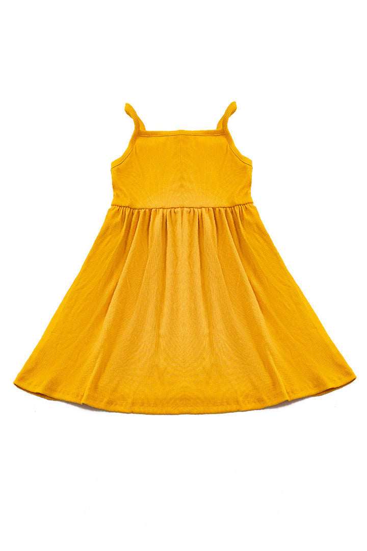 KIDS BAMBOO YELLOW RIB DRESS