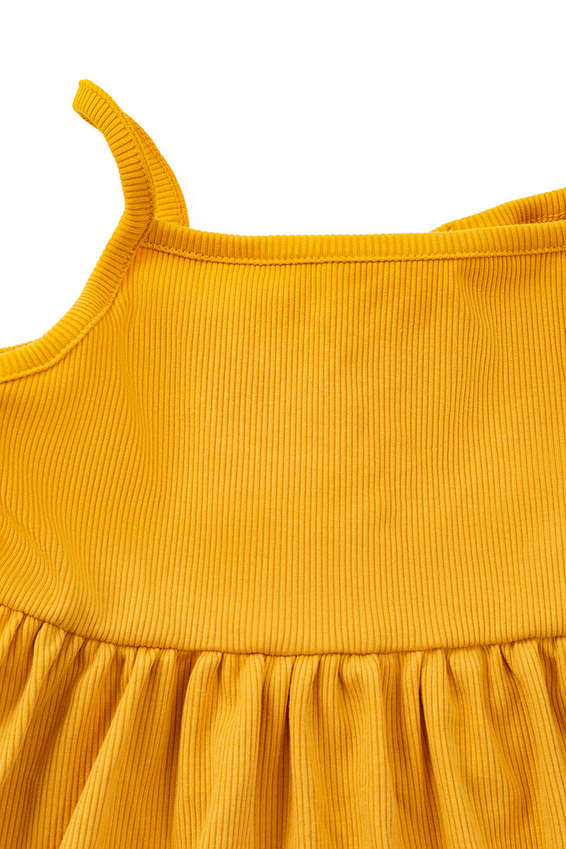 KIDS BAMBOO YELLOW RIB DRESS